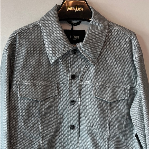 Fendi Signature Logo Shirt Jacket Gray - Picture 5 of 14
